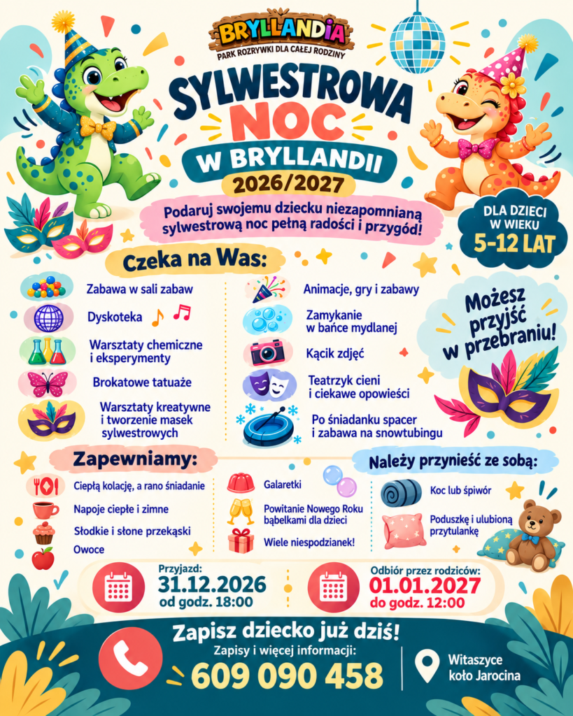 Plakat wydarzenia: Dziecięca Sylwestrowa Noc w Bryllandii